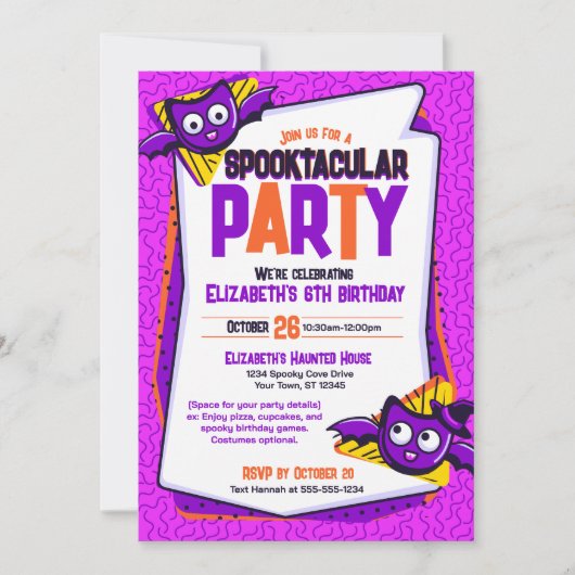 Spooktacular Bats verjaardagsuitnodiging Kaart (Voorkant)