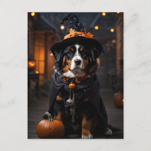 Spooktacular Berner Dog: Een Halloween Howl-o-Ween Briefkaart