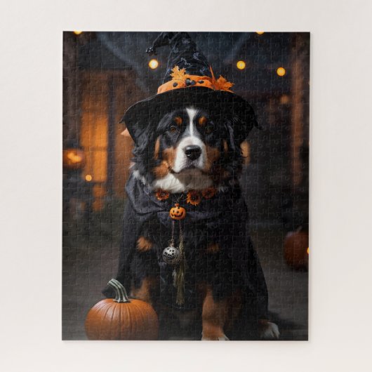 Spooktacular Berner Dog: Een Halloween Howl-o-Ween Legpuzzel (Verticaal)