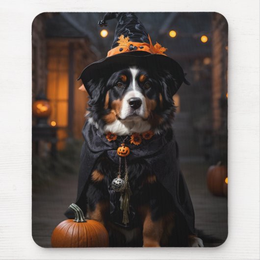 Spooktacular Berner Dog: Een Halloween Howl-o-Ween Muismat (Voorkant)