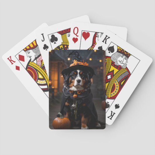 Spooktacular Berner Dog: Een Halloween Howl-o-Ween Pokerkaarten (Achterkant)