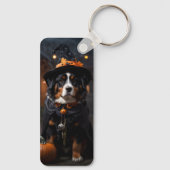 Spooktacular Berner Dog: Een Halloween Howl-o-Ween Sleutelhanger (Achterkant)