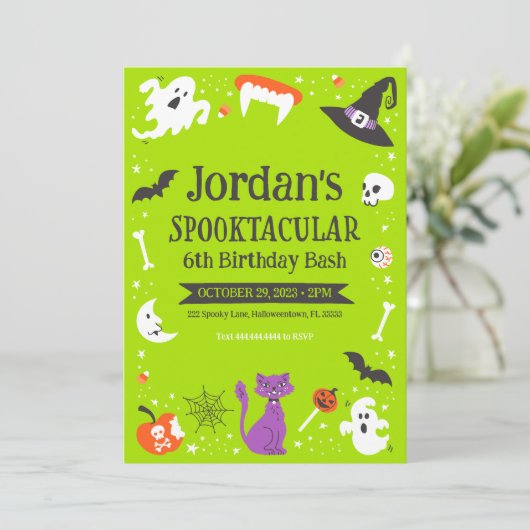 Spooktacular Birthday Bash Kaart (Staand voorkant)