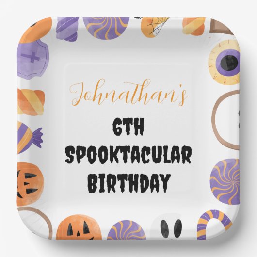 "Spooktacular Birthday" Halloween Party Borden Papieren Bordje (Voorkant)