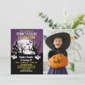 Spooktacular Birthday KIds Halloween with Photo Kaart (Staand voorkant)