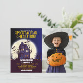Spooktacular Birthday KIds Halloween with Photo Kaart (Staand voorkant)