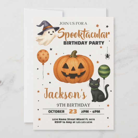 Spooktacular Birthday Party Invitation Kaart (Voorkant)