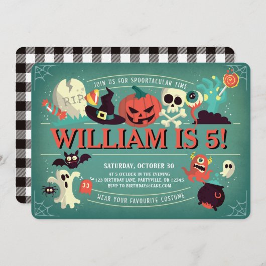 Spooktacular Birthday Party Invitation Kaart (Voorkant / Achterkant)