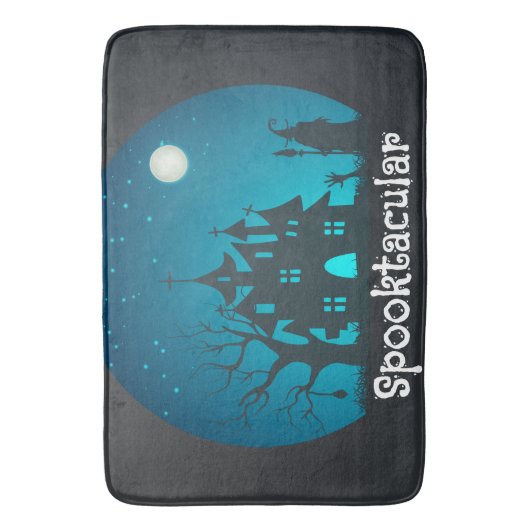 Spooktacular Blue and Black Haunted House Badmat (Voorkant Verticaal)
