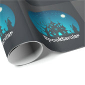 Spooktacular Blue and Black Haunted House Cadeaupapier (Rol Hoek)