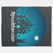 Spooktacular Blue and Black Haunted House Fleece Deken (Voorkant (Horizontaal))