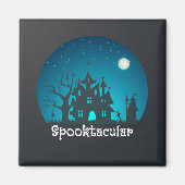 Spooktacular Blue and Black Haunted House Magneet (Voorkant)