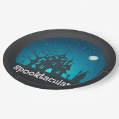 Spooktacular Blue and Black Haunted House Papieren Bordje (Gekanteld)