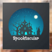 Spooktacular Blue and Black Haunted House Raamsticker (Vel 2)