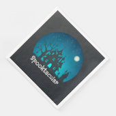 Spooktacular Blue and Black Haunted House Servet (Hoek)