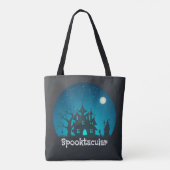 Spooktacular Blue and Black Haunted House Tote Bag (Achterkant)