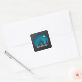 Spooktacular Blue and Black Haunted House Vierkante Sticker (Envelop)