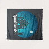 Spooktacular Blue and Black Haunted House Wandkleed (Voorkant (horizontaal))