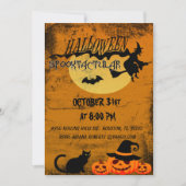 Spooktacular Cat and Witch Halloween Party Kaart (Voorkant)