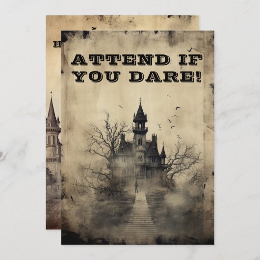 Spooktacular Creepy Mansion Halloween Party Kaart (Voorkant / Achterkant)