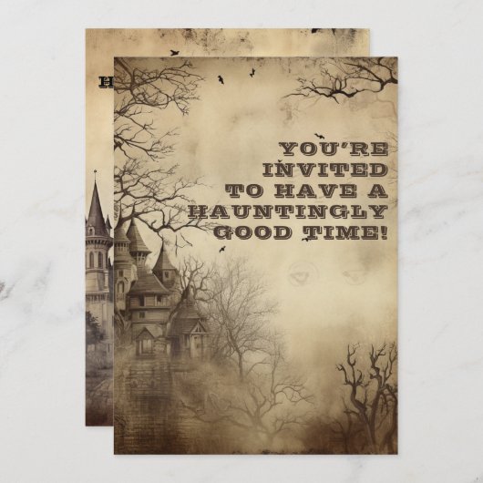 Spooktacular Creepy Mansion Halloween Party Kaart (Voorkant / Achterkant)