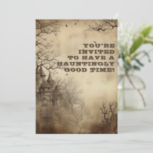 Spooktacular Creepy Mansion Halloween Party Kaart