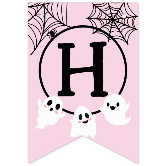 Spooktacular Cute Ghost Pink Halloween Vlaggetjes (Tweede vlag)