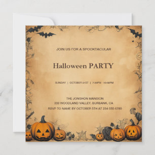 Spooktacular Dark  Gothic Halloween Party Kaart