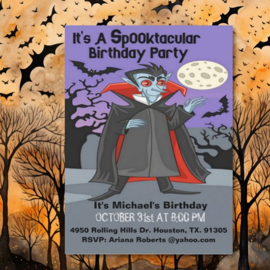Spooktacular Dracula Birthday Halloween Party Invi Kaart