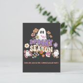 Spooktacular Ghost Black Paarse Sinaasappel Hallow Briefkaart (Staand voorkant)