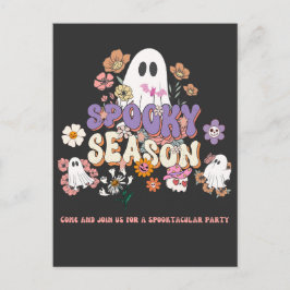 Spooktacular Ghost Black Paarse Sinaasappel Hallow Briefkaart