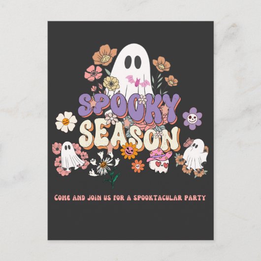 Spooktacular Ghost Black Paarse Sinaasappel Hallow Briefkaart (Voorkant)