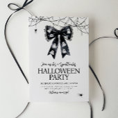 Spooktacular Ghost Bow Coquette Halloween Party Kaart