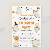 Spooktacular Ghost Halloween Party Kaart (Voorkant / Achterkant)