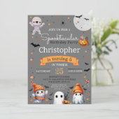 Spooktacular Ghost Oranje Halloween Verjaardagsfee Kaart (Staand voorkant)