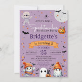 Spooktacular Ghost Paarse Halloween Verjaardagsfee Kaart (Voorkant)