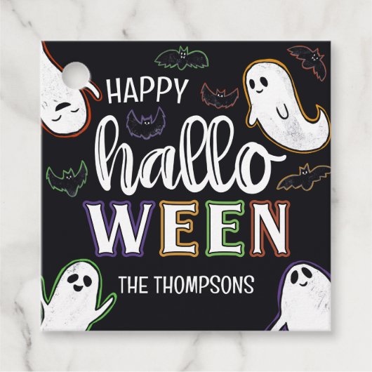 Spooktacular Ghosts & Bats Happy Halloween Bedankjes Labels (Voorkant)