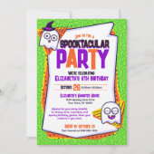 Spooktacular Ghosts Green Birthday Invitation Kaart (Voorkant)