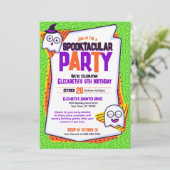 Spooktacular Ghosts Green Birthday Invitation Kaart (Staand voorkant)
