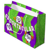 Spooktacular Ghosts Green Party Bag Groot Cadeauzakje (Voorkant Gekanteld)