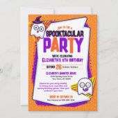 Spooktacular Ghosts Oranje verjaardagsuitnodiging Kaart (Voorkant)