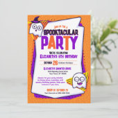 Spooktacular Ghosts Oranje verjaardagsuitnodiging Kaart (Staand voorkant)