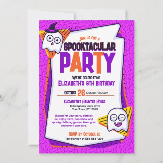 Spooktacular Ghosts Paarse verjaardag Kaart (Voorkant)
