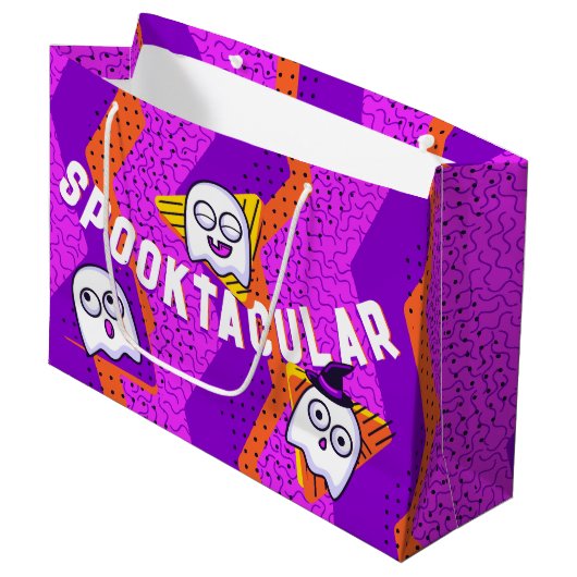 Spooktacular Ghosts Purple Party Bag Groot Cadeauzakje (Voorkant Gekanteld)