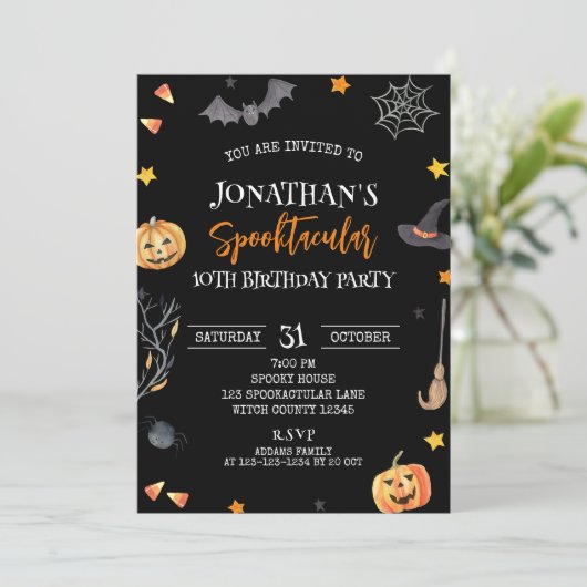 Spooktacular Halloween 10e Verjaardag, Kind Verjaa Kaart (Staand voorkant)