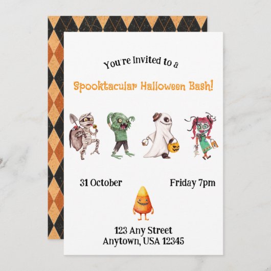 Spooktacular Halloween Bash Kaart (Voorkant / Achterkant)