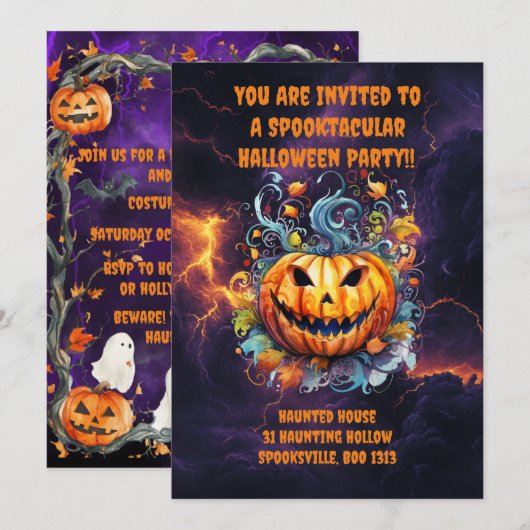 Spooktacular Halloween Bash Kaart (Voorkant / Achterkant)