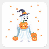 Spooktacular Halloween Bash Kinderen Uitnodiging Vierkante Sticker (Voorkant)