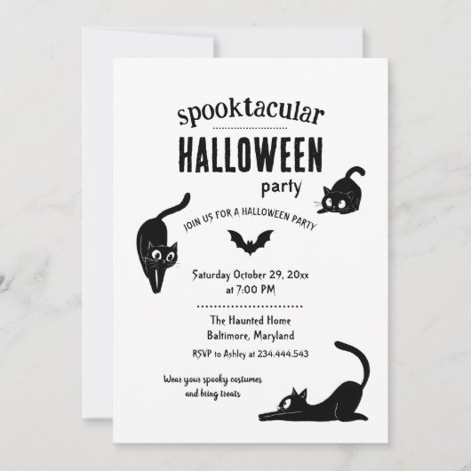 Spooktacular Halloween Black Cats Party Kaart (Voorkant)