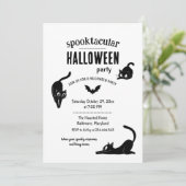 Spooktacular Halloween Black Cats Party Kaart (Staand voorkant)